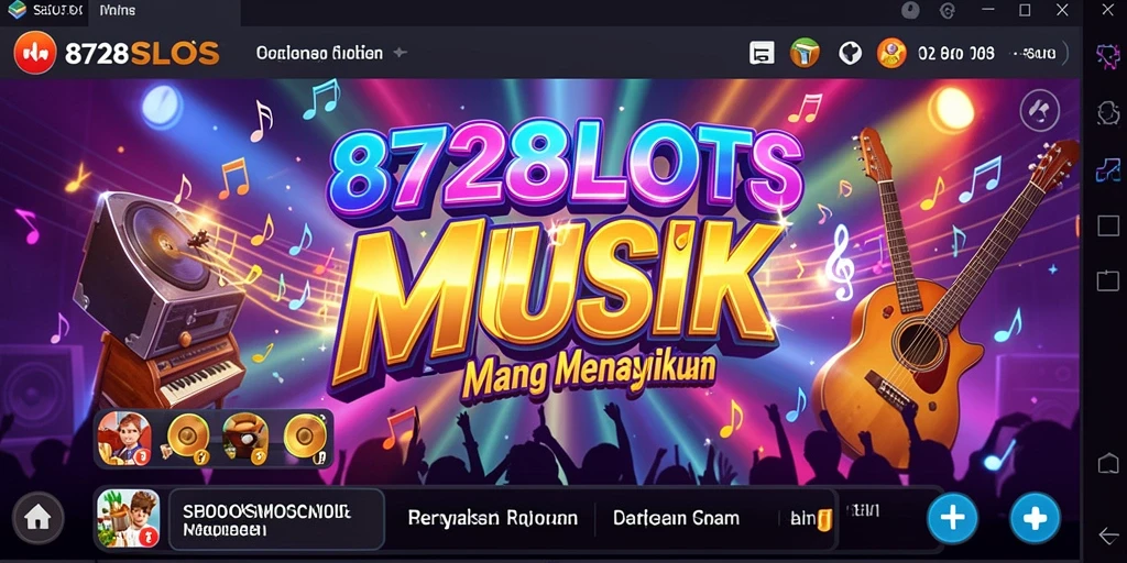Screenshot 8728SLOTS menampilkan gameplay musik yang seru dan interaktif.