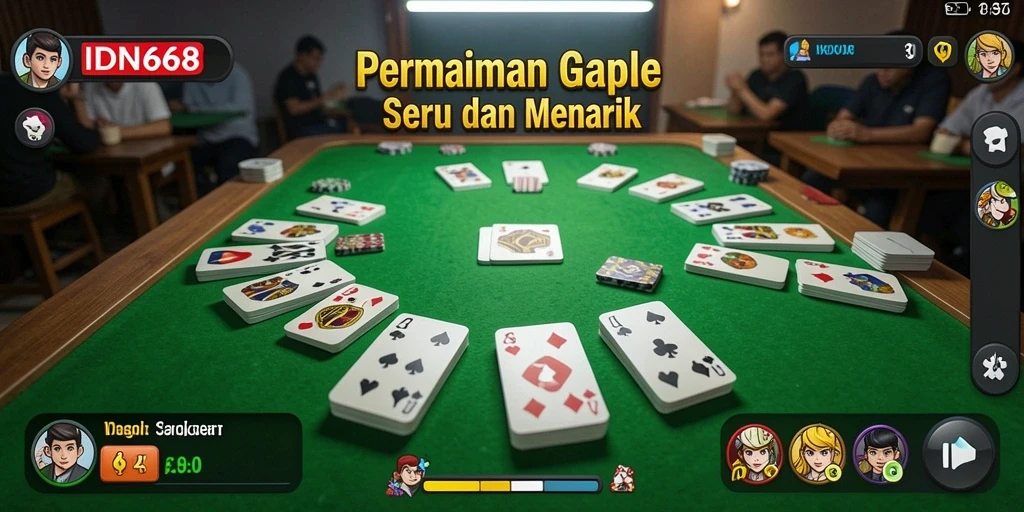 Tampilan inti permainan Gaple di IDN668 yang seru.