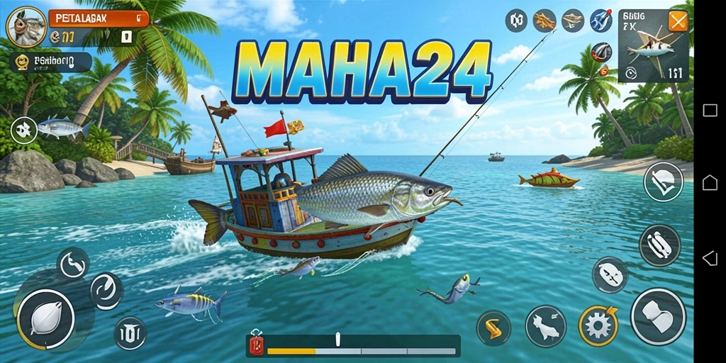 Tampilan gameplay menarik dari MAHA24 saat menangkap ikan.