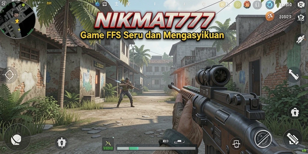 Tangkapan layar gameplay NIKMAT777 menampilkan aksi seru dalam pertempuran FPS.