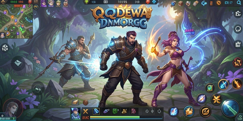 Gameplay MMORPG QQDEWA menampilkan pertarungan epik dan eksplorasi dunia luas.