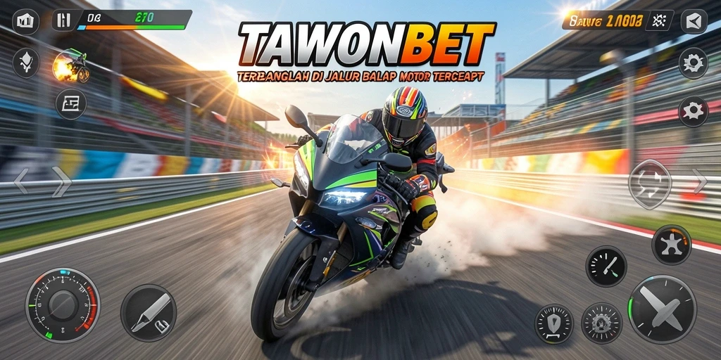 Tampilan aksi balapan motor yang cepat dan mendebarkan di TAWONBET.